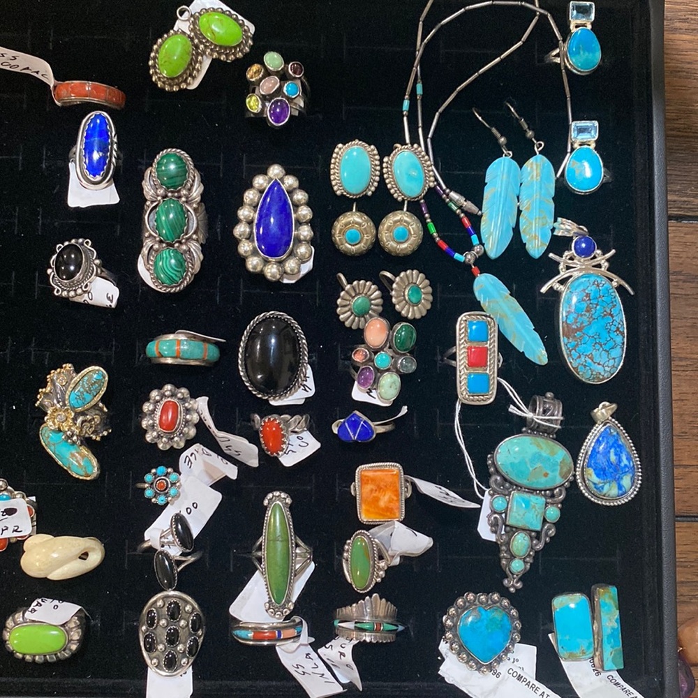 A lot of Native American jewelry on sale